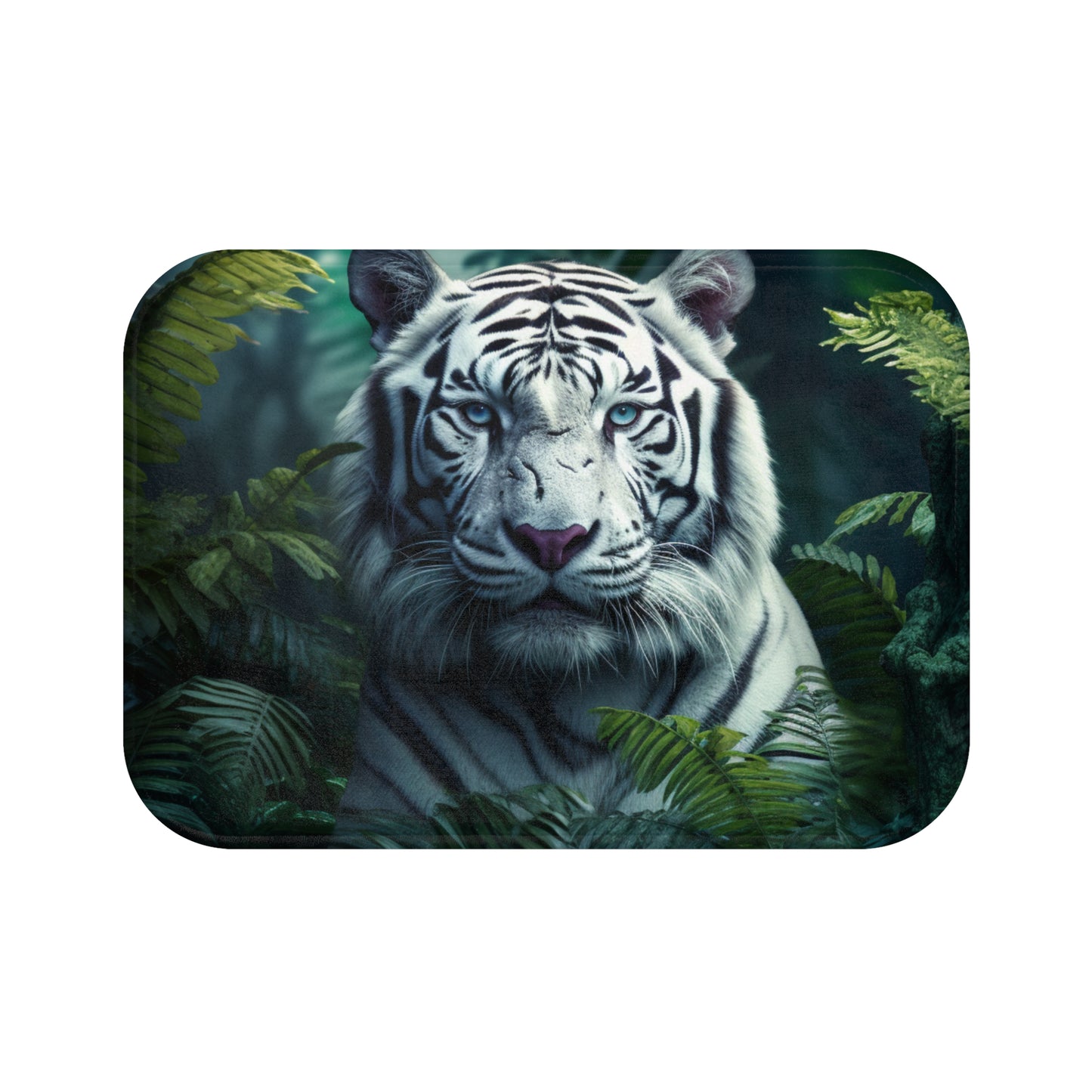 Bath Mat - White Tiger Print Home Decor