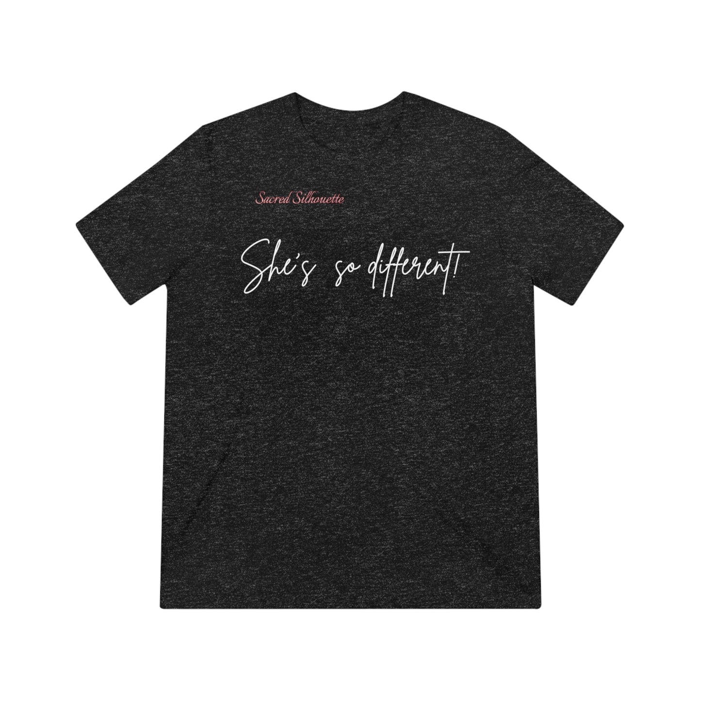 Small writing Sacred Silhouette- She's so different! Unisex Triblend Tee