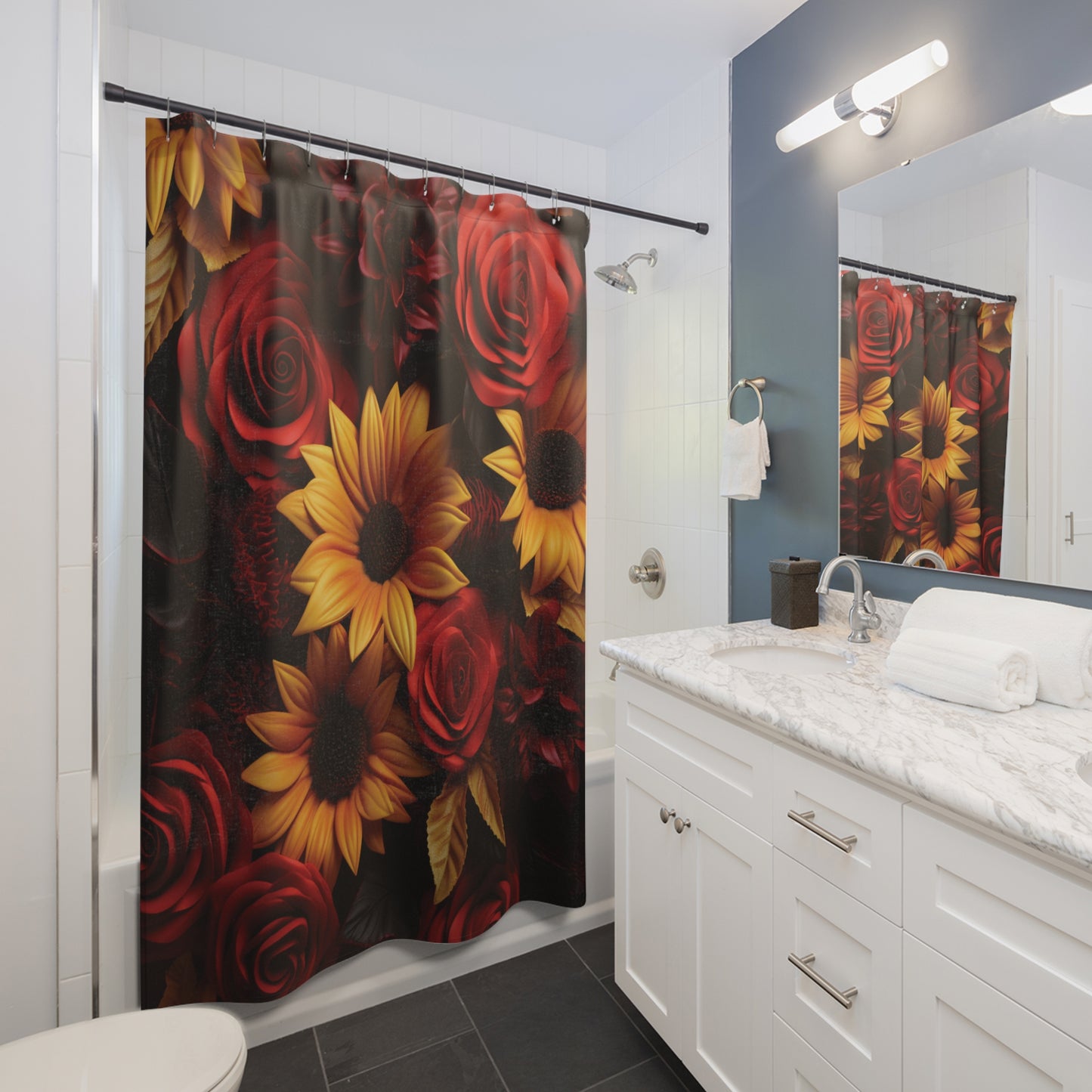 Sunflowers and Roses Shower Curtain